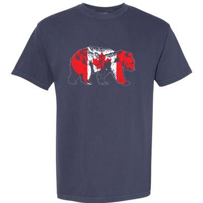 Canadian Bear & Maple Leaf Canada Flag Patriotic Garment-Dyed Heavyweight T-Shirt