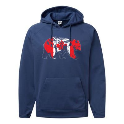 Canadian Bear & Maple Leaf Canada Flag Patriotic Performance Fleece Hoodie