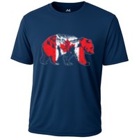 Canadian Bear & Maple Leaf Canada Flag Patriotic Cooling Performance Crew T-Shirt