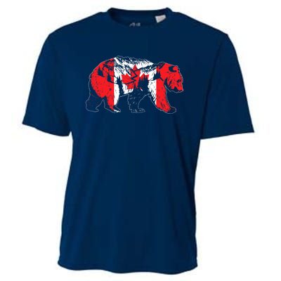 Canadian Bear & Maple Leaf Canada Flag Patriotic Cooling Performance Crew T-Shirt