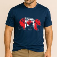 Canadian Bear & Maple Leaf Canada Flag Patriotic Cooling Performance Crew T-Shirt