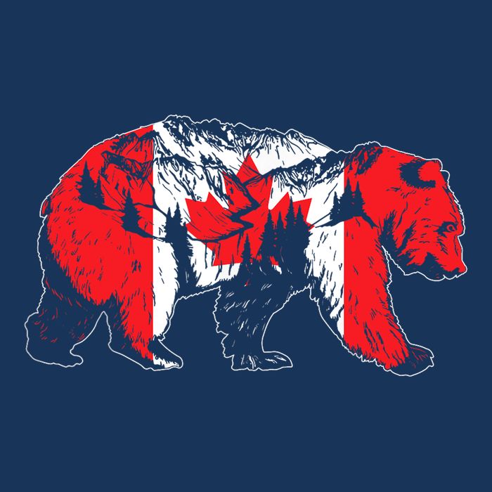 Canadian Bear & Maple Leaf Canada Flag Patriotic Cooling Performance Crew T-Shirt