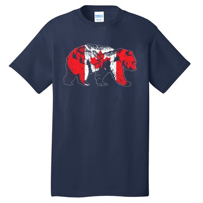 Canadian Bear & Maple Leaf Canada Flag Patriotic Tall T-Shirt