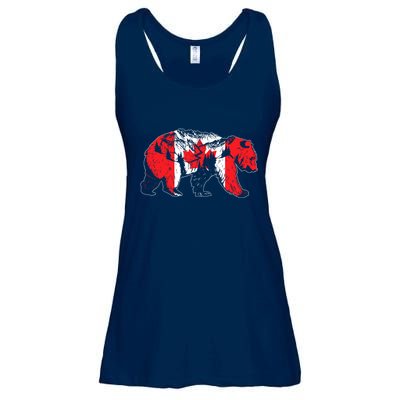 Canadian Bear & Maple Leaf Canada Flag Patriotic Ladies Essential Flowy Tank