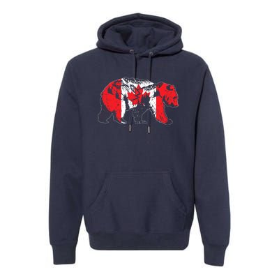 Canadian Bear & Maple Leaf Canada Flag Patriotic Premium Hoodie