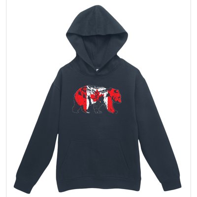 Canadian Bear & Maple Leaf Canada Flag Patriotic Urban Pullover Hoodie