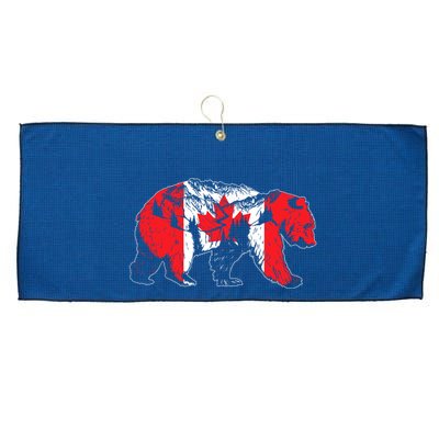 Canadian Bear & Maple Leaf Canada Flag Patriotic Large Microfiber Waffle Golf Towel