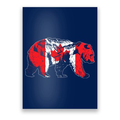 Canadian Bear & Maple Leaf Canada Flag Patriotic Poster