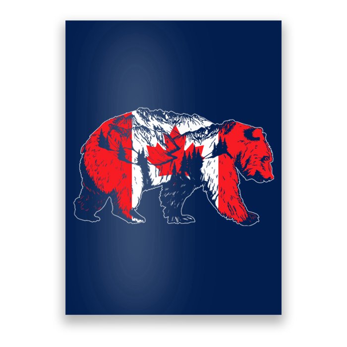 Canadian Bear & Maple Leaf Canada Flag Patriotic Poster