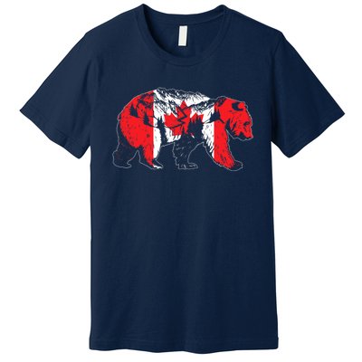 Canadian Bear & Maple Leaf Canada Flag Patriotic Premium T-Shirt