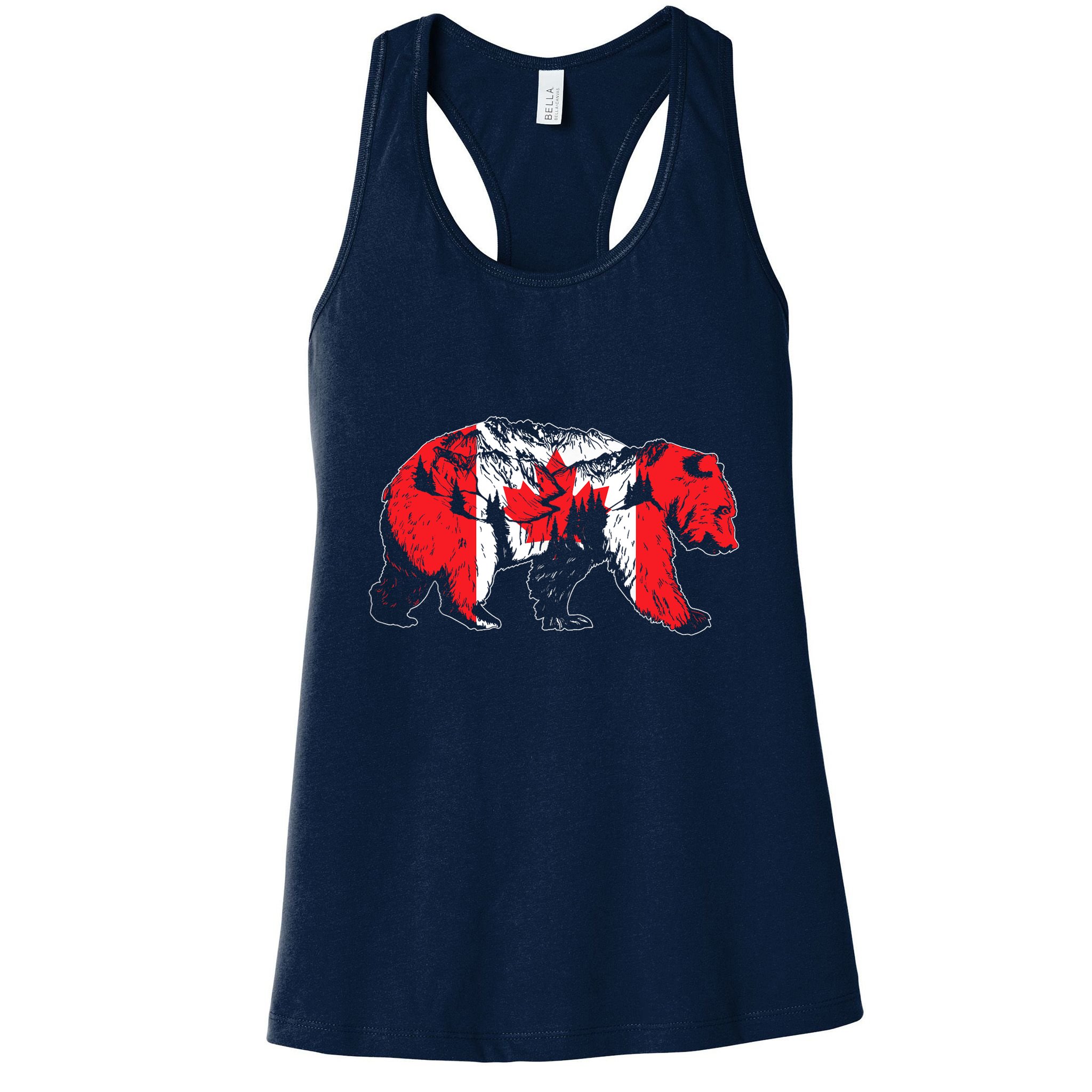 Canadian Bear & Maple Leaf Canada Flag Patriotic Womens Tank Top