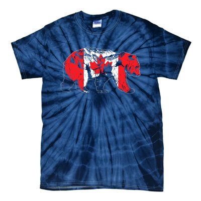 Canadian Bear & Maple Leaf Canada Flag Patriotic Tie-Dye T-Shirt