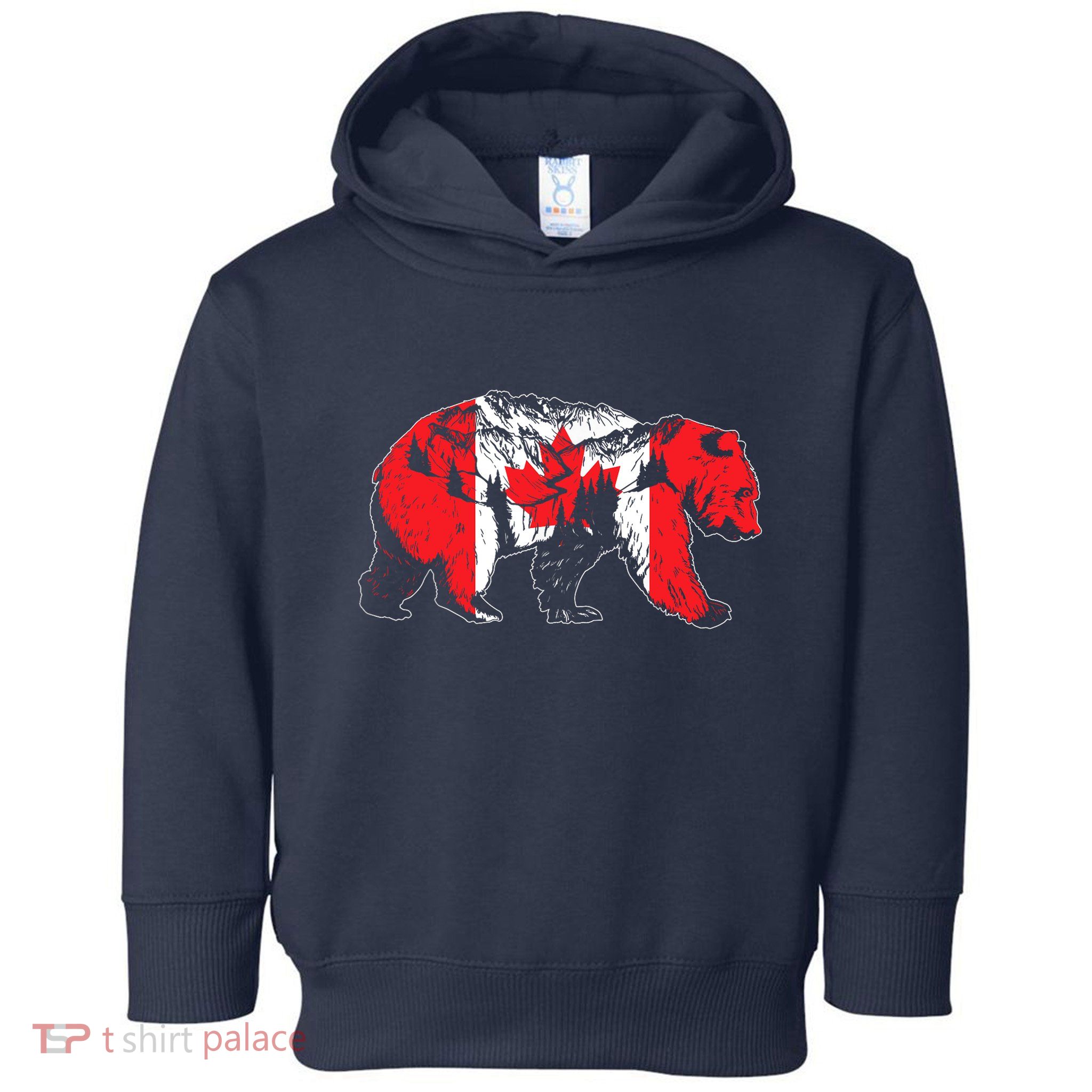 Canadian Bear & Maple Leaf Canada Flag Patriotic Toddler Hoodie