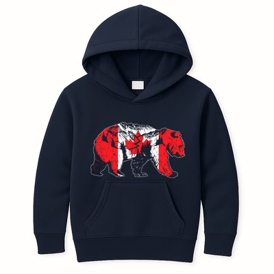 Canadian Bear & Maple Leaf Canada Flag Patriotic Kids Hoodie