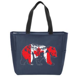 Canadian Bear & Maple Leaf Canada Flag Patriotic Zip Tote Bag