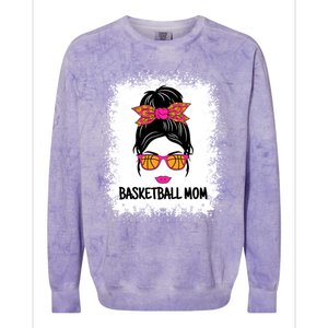 Cute Basketball Mom Messy Bun Ladies Basketball Cute Gift Colorblast Crewneck Sweatshirt