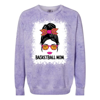 Cute Basketball Mom Messy Bun Ladies Basketball Cute Gift Colorblast Crewneck Sweatshirt