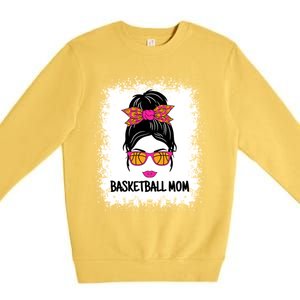 Cute Basketball Mom Messy Bun Ladies Basketball Cute Gift Premium Crewneck Sweatshirt