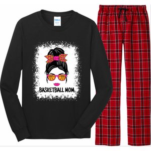 Cute Basketball Mom Messy Bun Ladies Basketball Cute Gift Long Sleeve Pajama Set