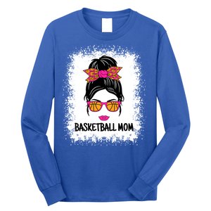 Cute Basketball Mom Messy Bun Ladies Basketball Cute Gift Long Sleeve Shirt