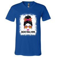 Cute Basketball Mom Messy Bun Ladies Basketball Cute Gift V-Neck T-Shirt