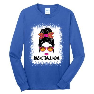 Cute Basketball Mom Messy Bun Ladies Basketball Cute Gift Tall Long Sleeve T-Shirt