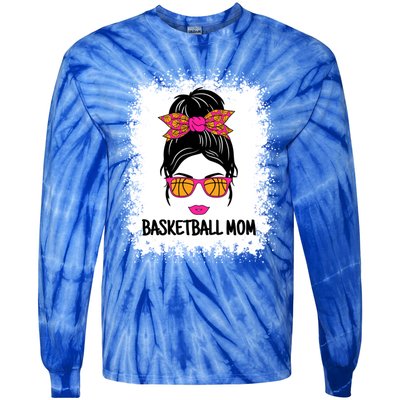 Cute Basketball Mom Messy Bun Ladies Basketball Cute Gift Tie-Dye Long Sleeve Shirt