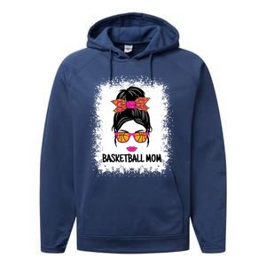 Cute Basketball Mom Messy Bun Ladies Basketball Cute Gift Performance Fleece Hoodie