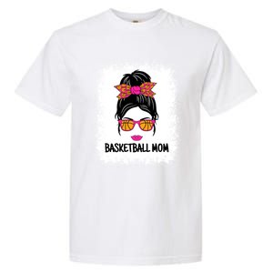 Cute Basketball Mom Messy Bun Ladies Basketball Cute Gift Garment-Dyed Heavyweight T-Shirt