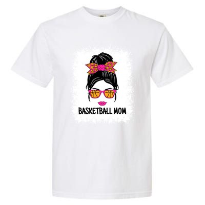 Cute Basketball Mom Messy Bun Ladies Basketball Cute Gift Garment-Dyed Heavyweight T-Shirt