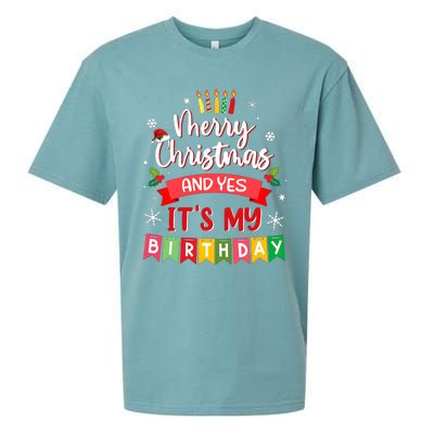 Christmas Birthday Merry Christmas And Yes ItS My Birthday Sueded Cloud Jersey T-Shirt