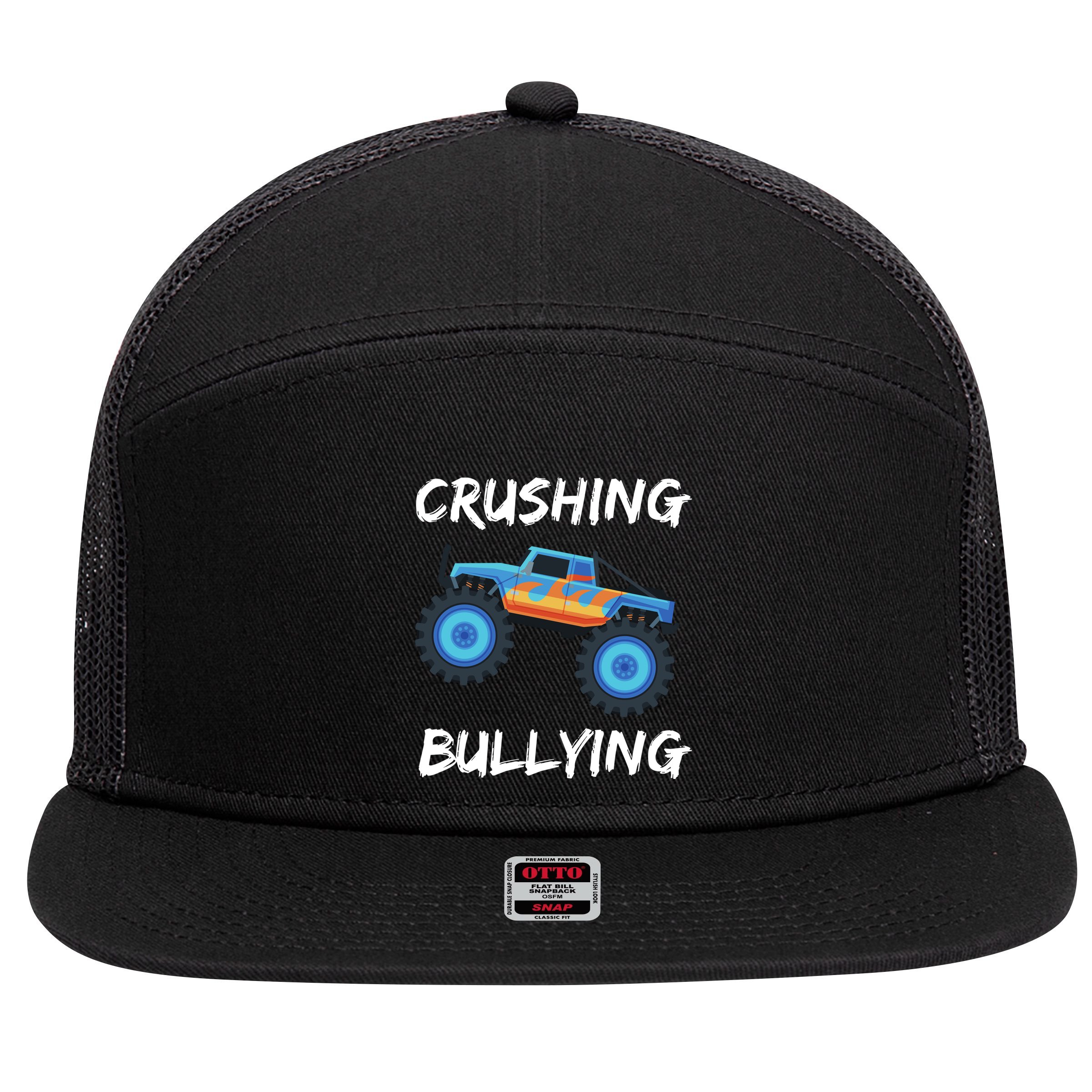 Crushing Bullying Monster Truck Anti Bully 7 Panel Mesh Trucker Snapback Hat