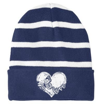 Cute Butterfly Monarchs Lovers Entomologist Women Love Striped Beanie with Solid Band