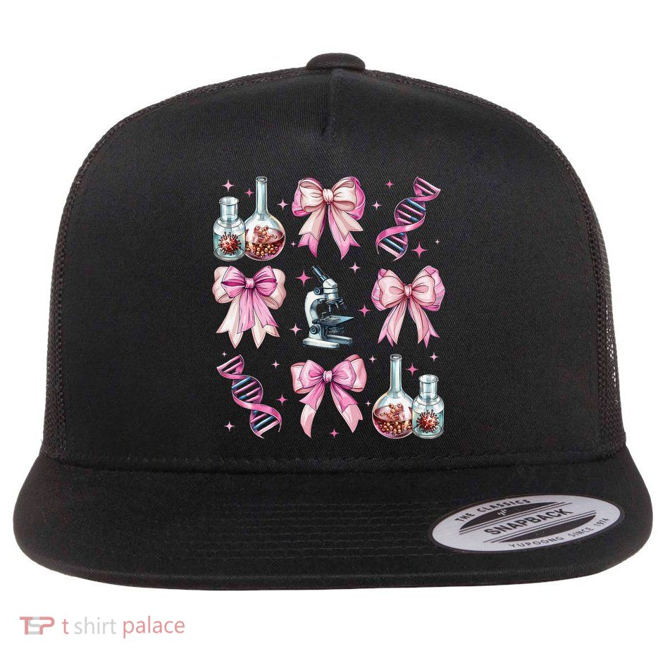 Coquette Bow Molecular Biology DNA Genes Cell Biology Girl Flat Bill Trucker Hat