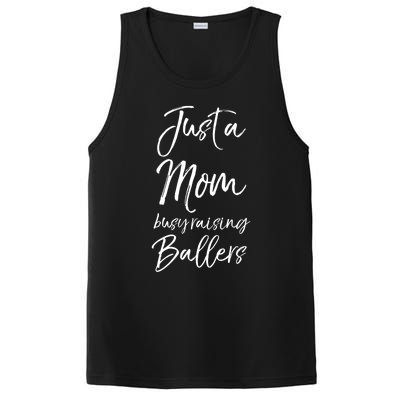 Cute Basketball Mother Gift Just A Mom Busy Raising Ballers Cool Gift PosiCharge Competitor Tank