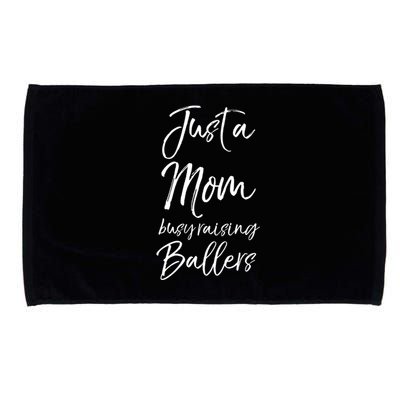 Cute Basketball Mother Gift Just A Mom Busy Raising Ballers Cool Gift Microfiber Hand Towel