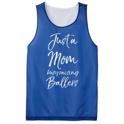 Cute Basketball Mother Gift Just A Mom Busy Raising Ballers Cool Gift Mesh Reversible Basketball Jersey Tank