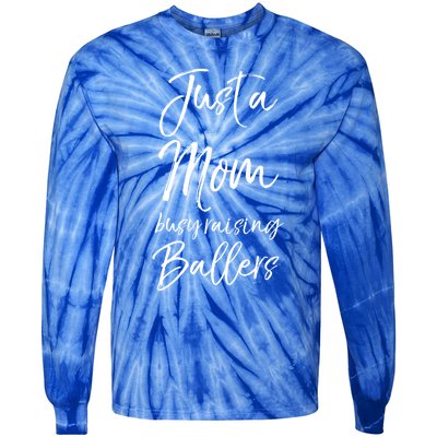 Cute Basketball Mother Gift Just A Mom Busy Raising Ballers Cool Gift Tie-Dye Long Sleeve Shirt