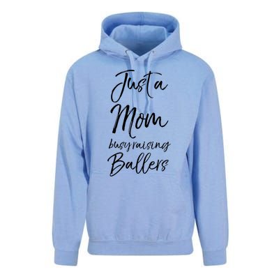 Cute Basketball Mother Gift Just A Mom Busy Raising Ballers Cool Gift Unisex Surf Hoodie