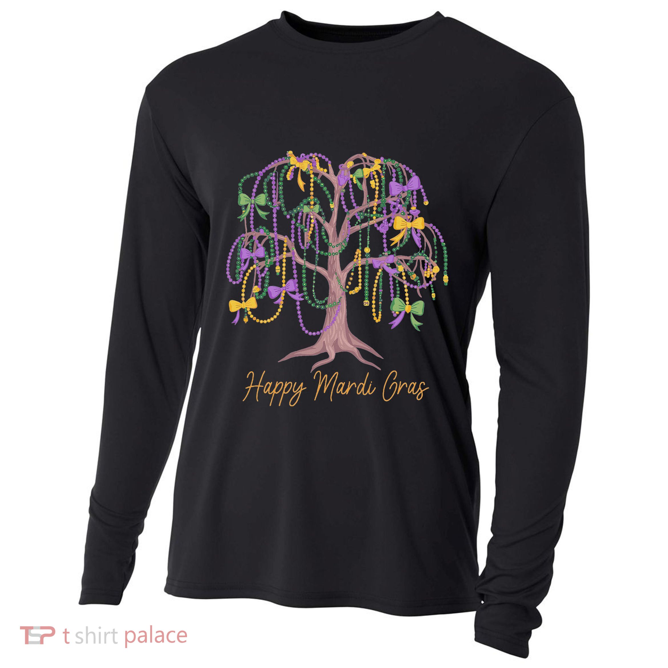 Coquette Bow Mardi Gras Tree Beads 2025 Festival Bead Women Cooling Performance Long Sleeve Crew