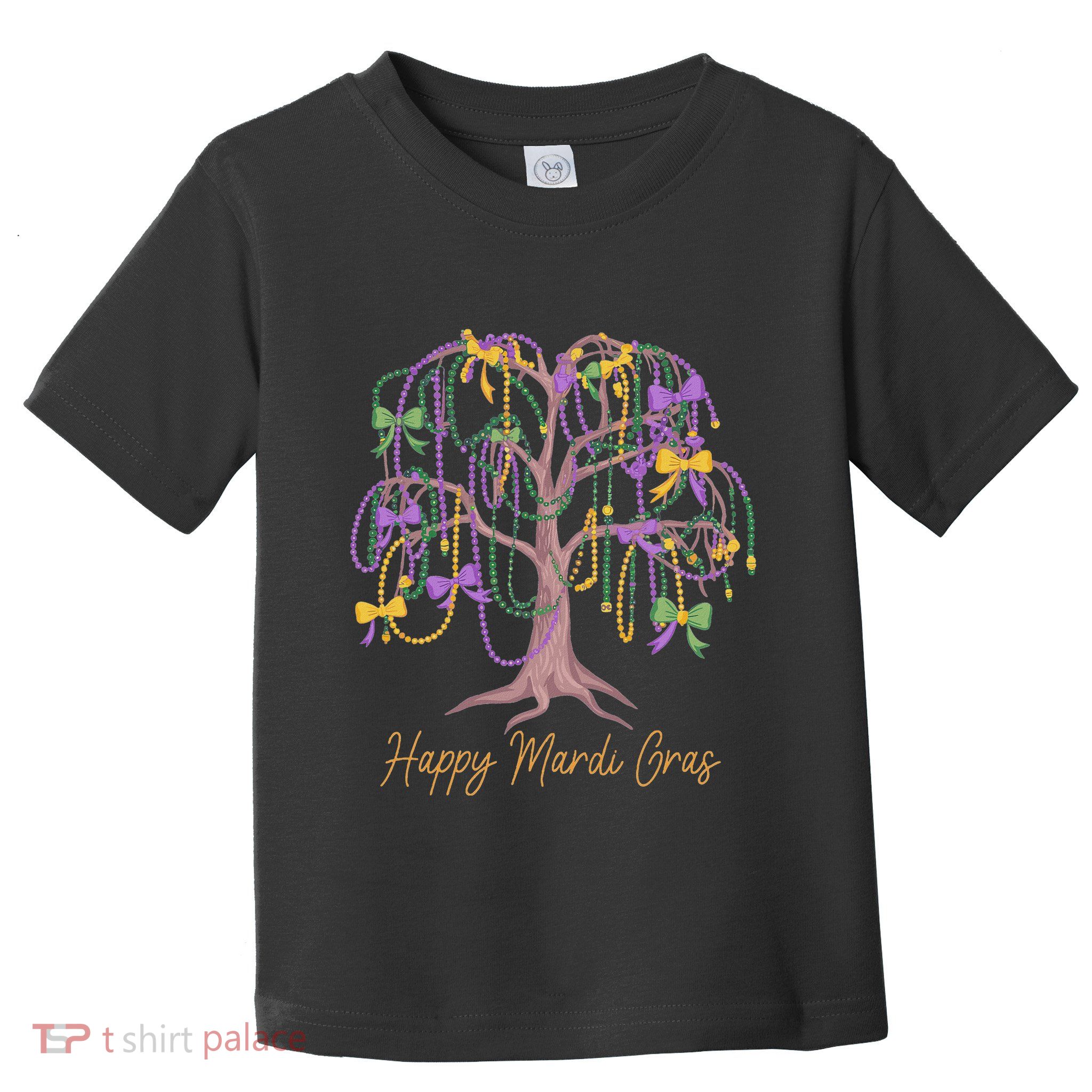Coquette Bow Mardi Gras Tree Beads 2025 Festival Bead Women Toddler T-Shirt