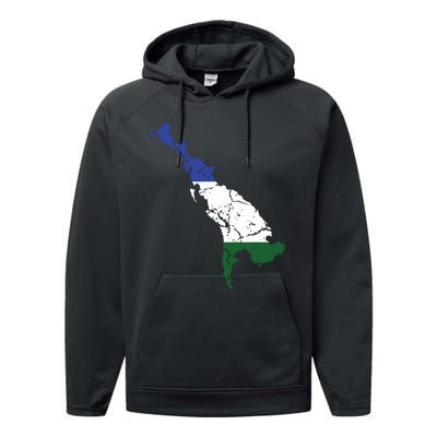 Cascadia Bioregion Map Flag Independence Distressed Performance Fleece Hoodie