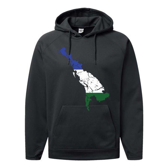 Cascadia Bioregion Map Flag Independence Distressed Performance Fleece Hoodie