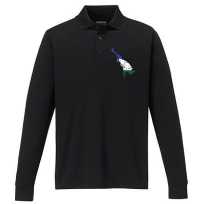 Cascadia Bioregion Map Flag Independence Distressed Performance Long Sleeve Polo