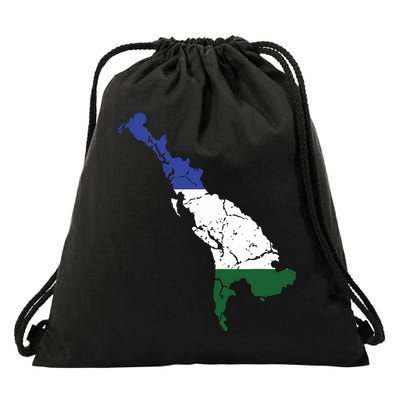 Cascadia Bioregion Map Flag Independence Distressed Drawstring Bag