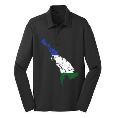 Cascadia Bioregion Map Flag Independence Distressed Silk Touch Performance Long Sleeve Polo