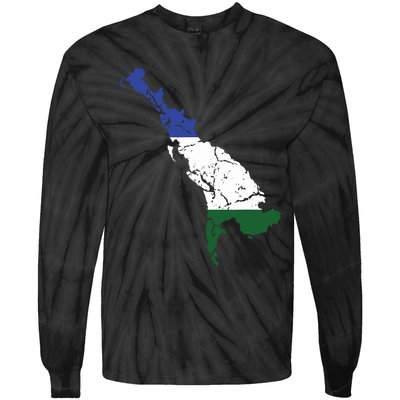 Cascadia Bioregion Map Flag Independence Distressed Tie-Dye Long Sleeve Shirt