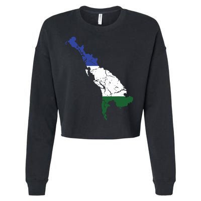 Cascadia Bioregion Map Flag Independence Distressed Cropped Pullover Crew