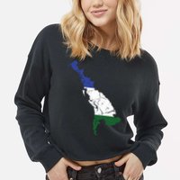 Cascadia Bioregion Map Flag Independence Distressed Cropped Pullover Crew
