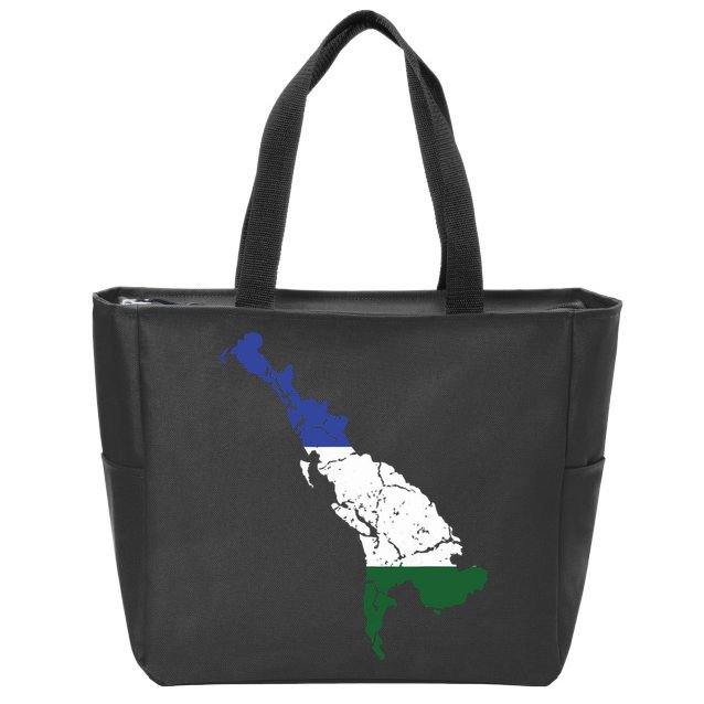 Cascadia Bioregion Map Flag Independence Distressed Zip Tote Bag